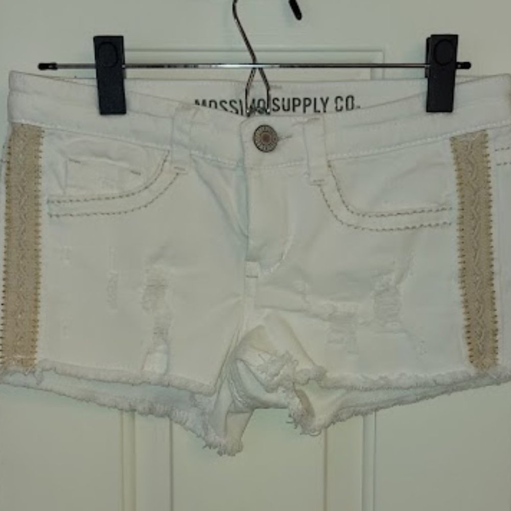 Mossimo Supply Co. White Distressed Cut Off Denim Shorts Juniors Size 9